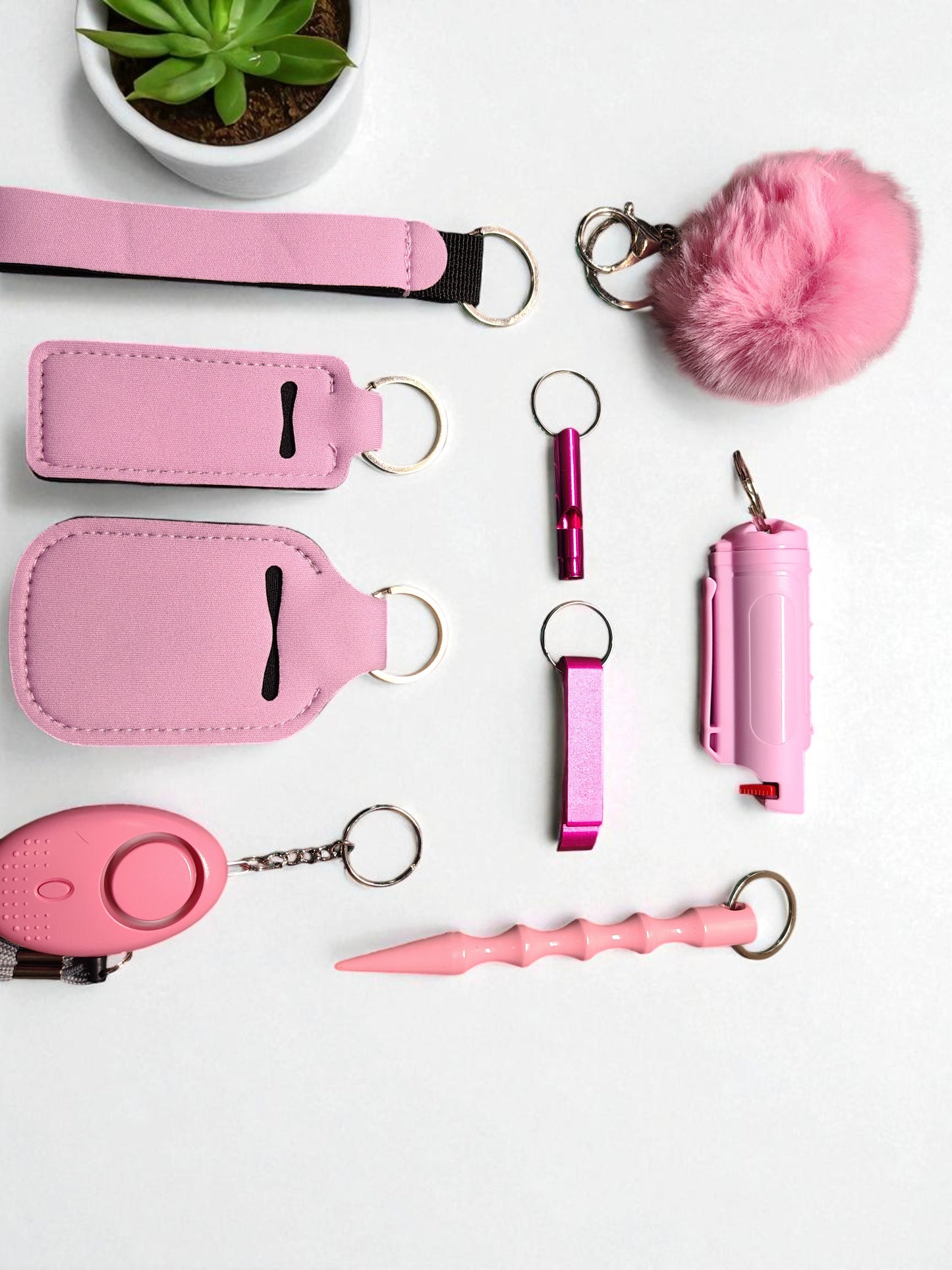 10 Piece Keychain Set with Pepper Spray