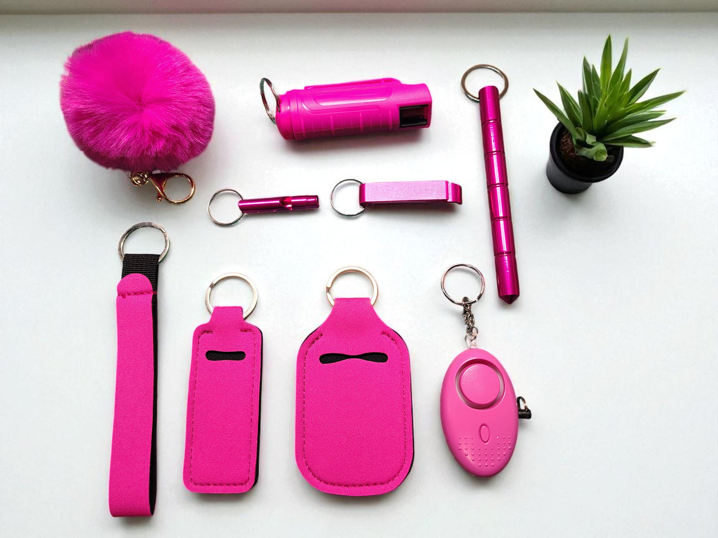 10 Piece Keychain Set with Pepper Spray