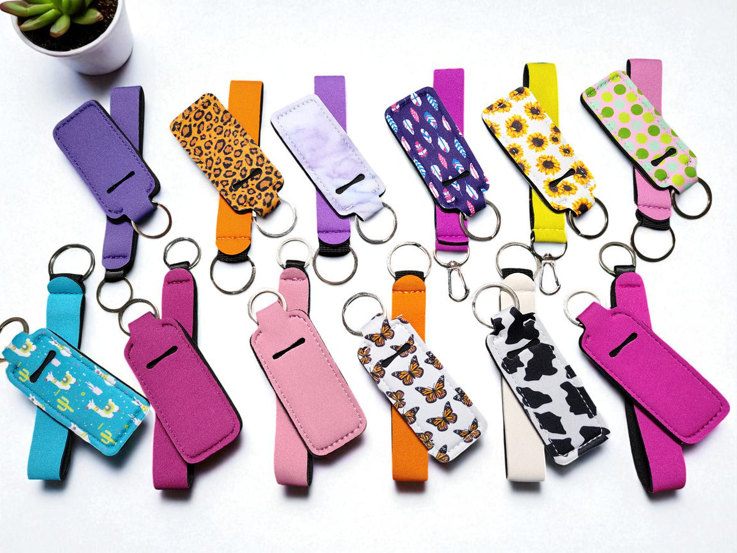 Set of 12 Wristlet/Lipstick Keychain Set - Assorted Designs