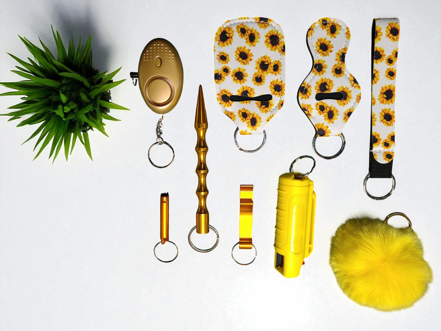 10 Piece Keychain Set with Pepper Spray