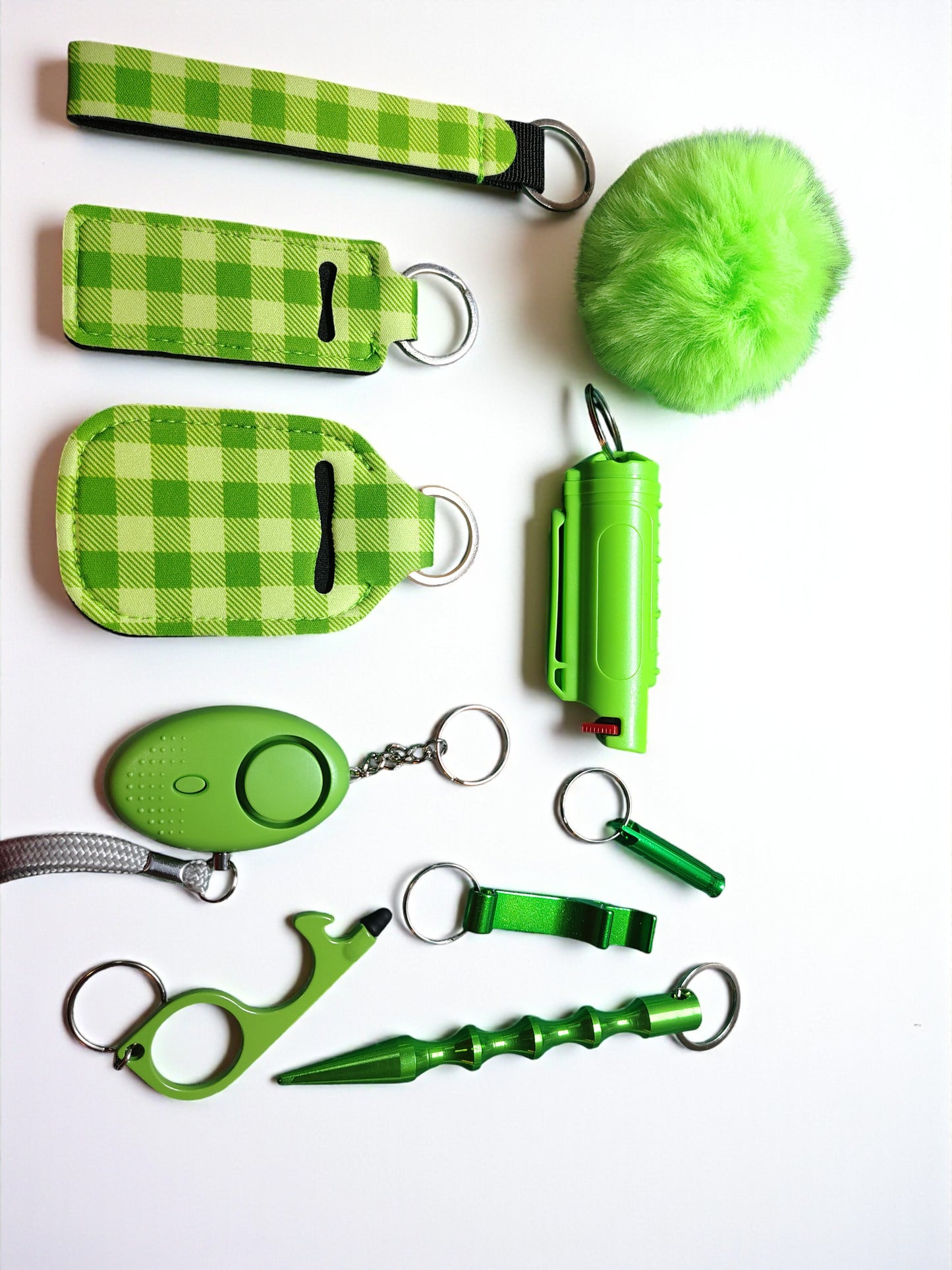 10 Piece Keychain Set with Pepper Spray