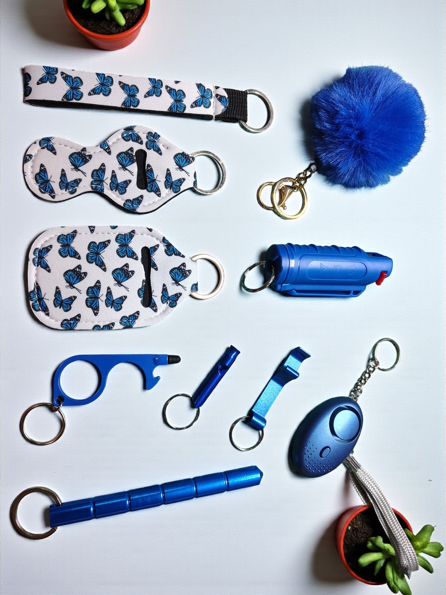 10 Piece Keychain Set with Pepper Spray
