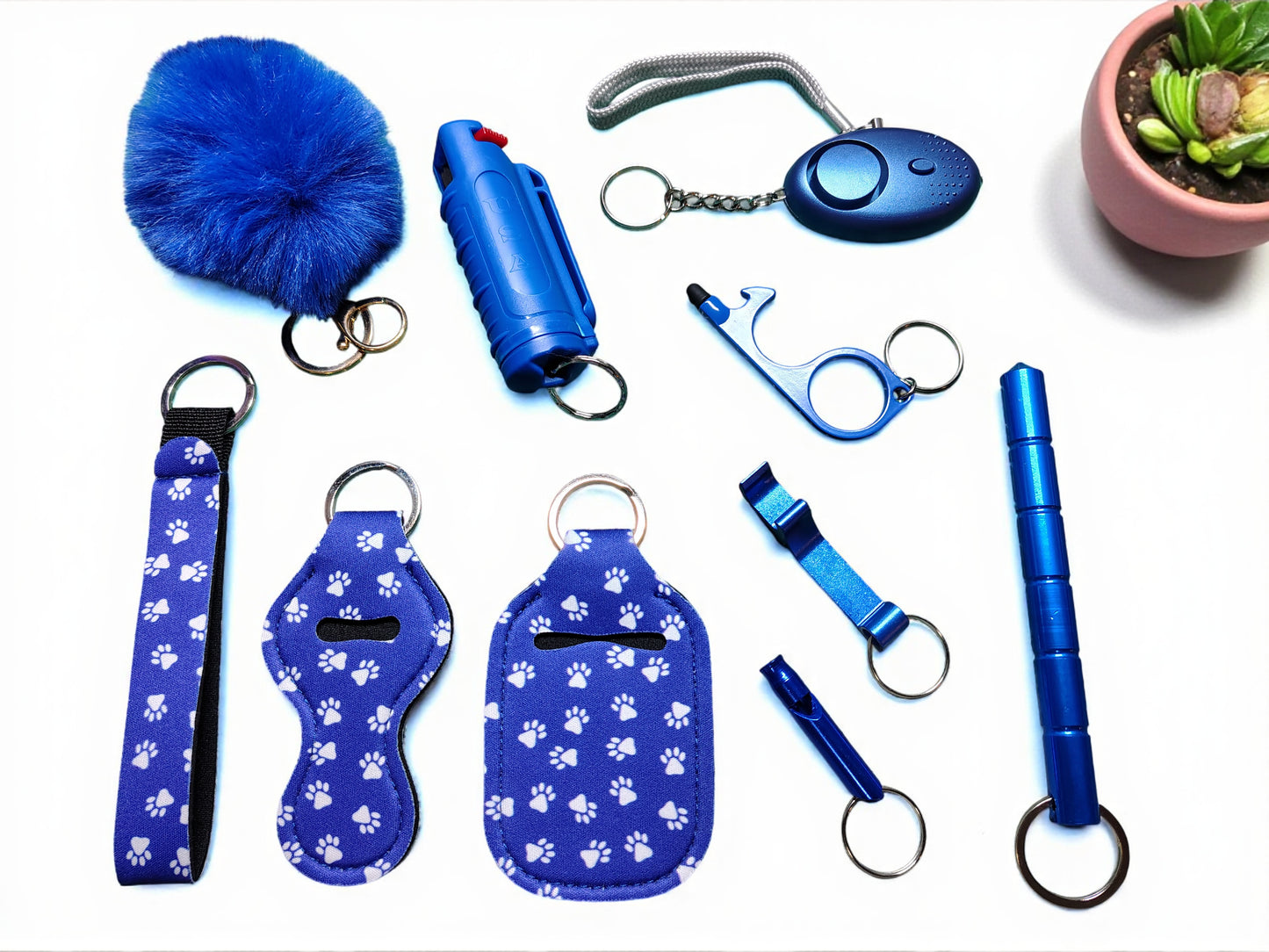 10 Piece Keychain Set with Pepper Spray