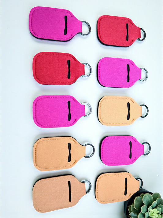 10pc Assorted Sanitizer Holder with Empty Bottle Keychain Accessory