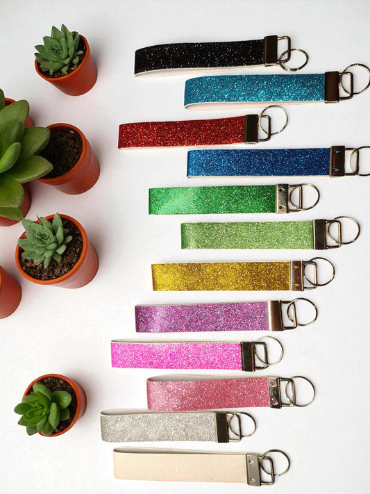 Glitter Wristlet Keychain & Pompom Wholesale