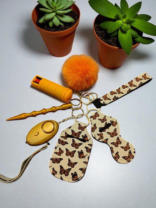 7 Piece Keychain Set with Pepper Spray
