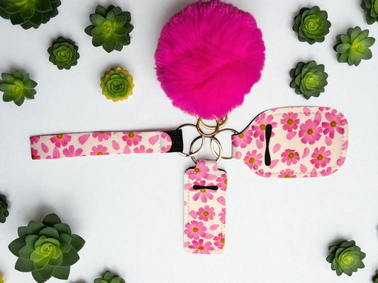 4 Piece Keychain Set with Pompom - Assorted Designs Wholesale
