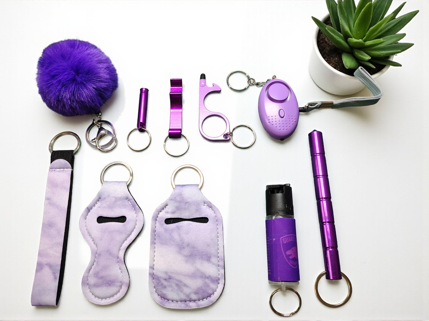 DISCONTINUED DESIGNS = 9 Piece Keychain Kit Novelty Collection with Pepper Spray