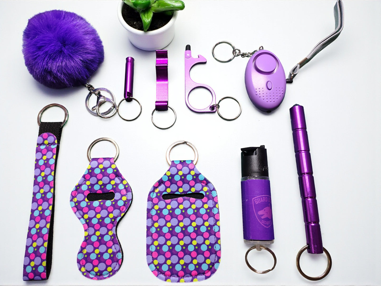10 Piece Keychain Set with Pepper Spray