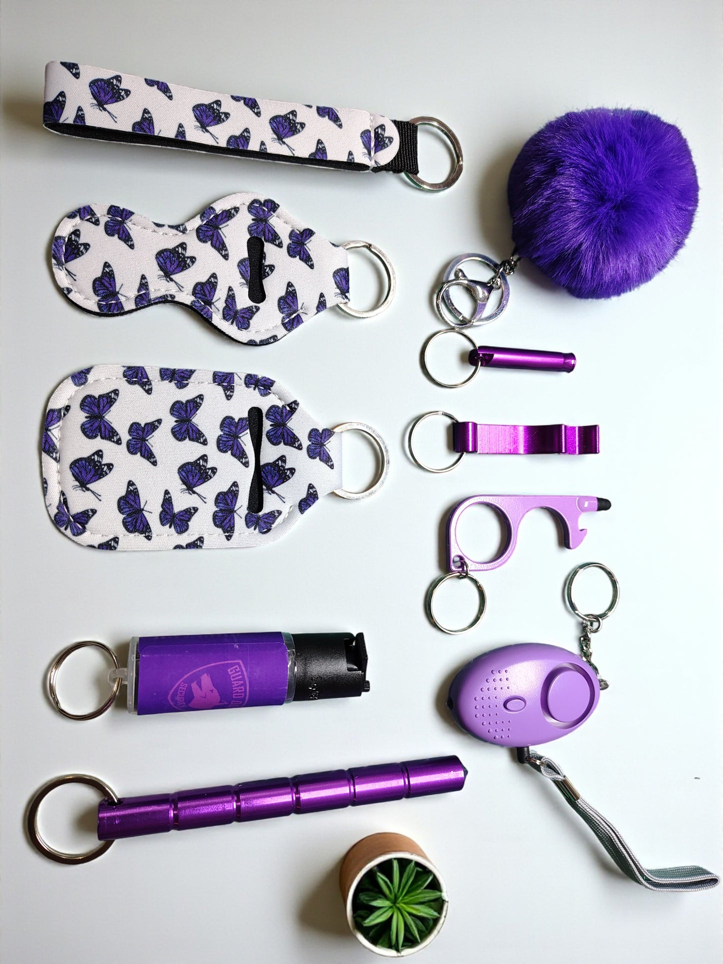 10 Piece Keychain Set with Pepper Spray