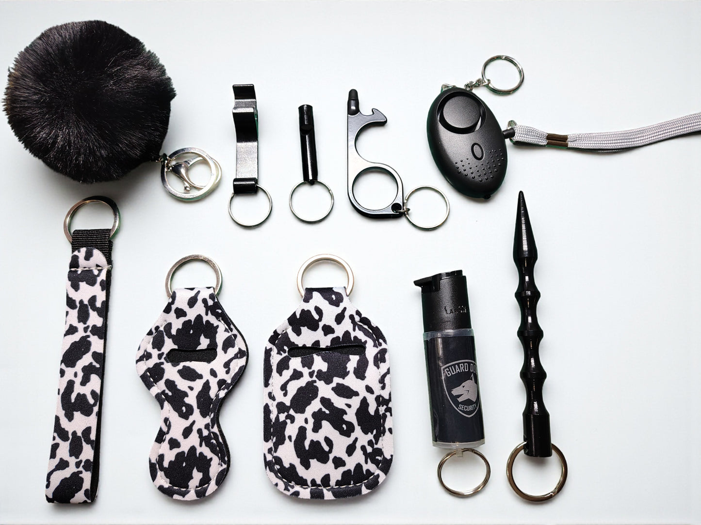 10 Piece Keychain Set with Pepper Spray