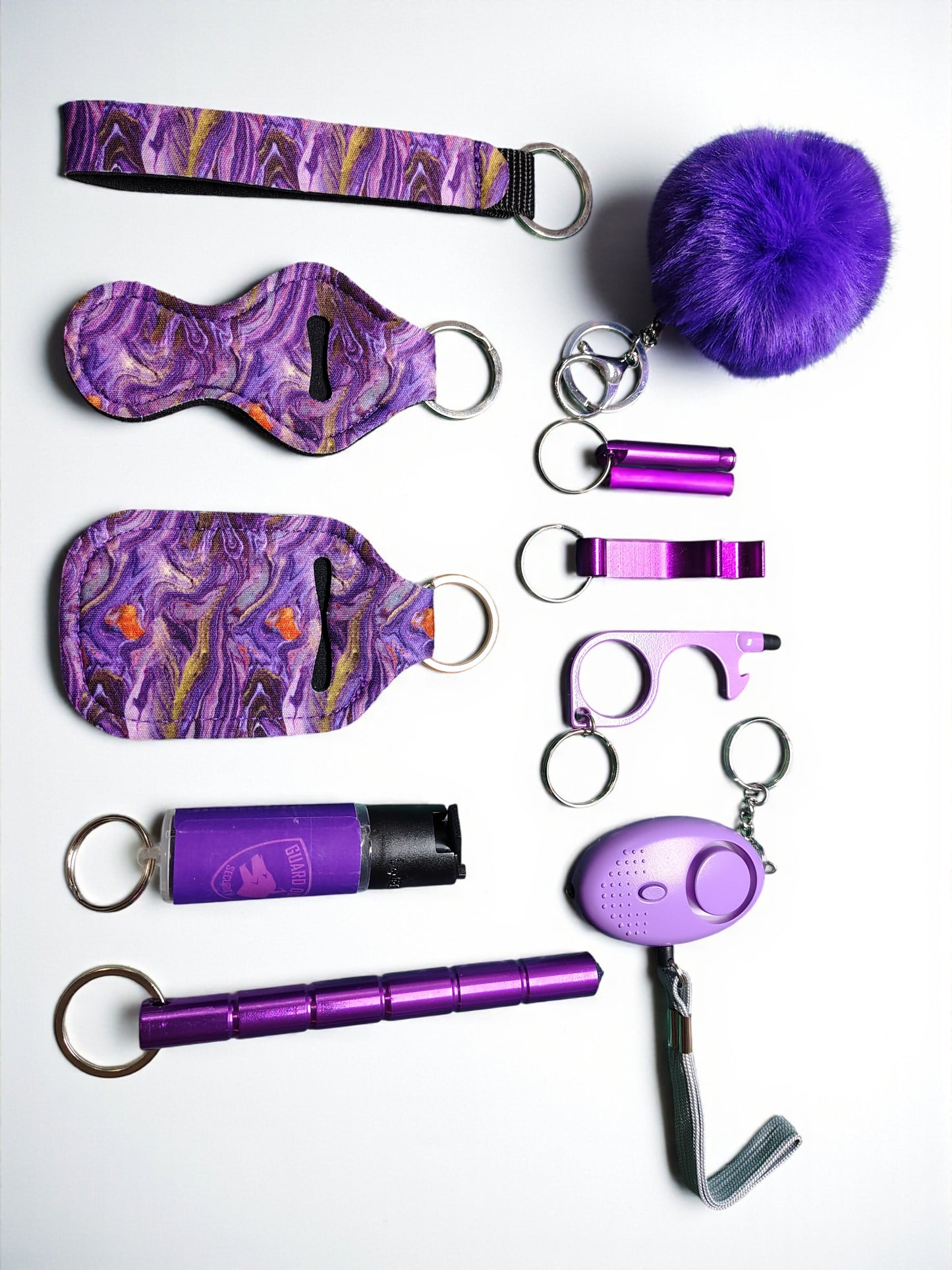 10 Piece Keychain Set with Pepper Spray