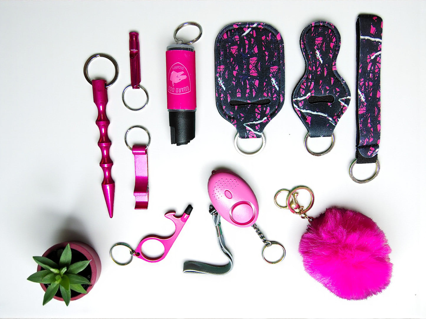 Keychain Kit - 9 Piece Novelty Print Collection with Pepper Spray