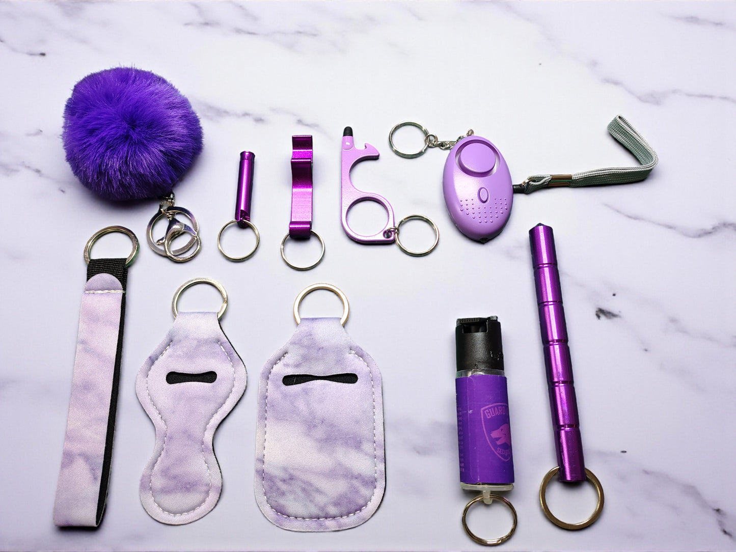 10 Piece Keychain Set with Pepper Spray