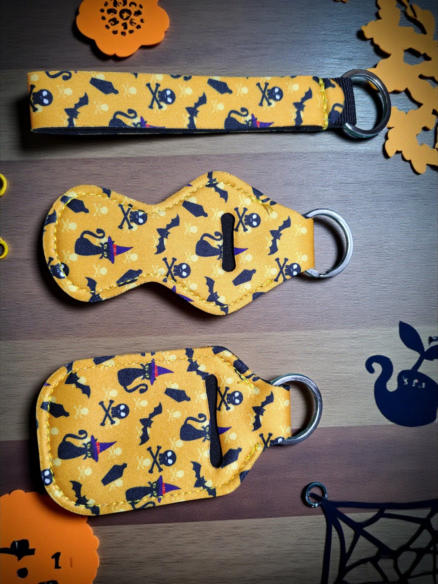 3pc Cat and Bat Halloween Keychain Set