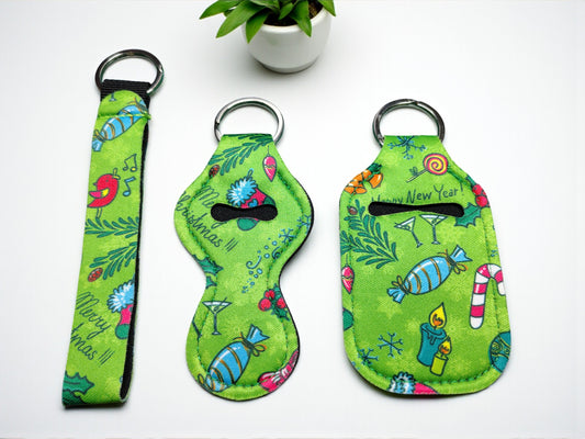 3pc Green Christmas Keychain Set